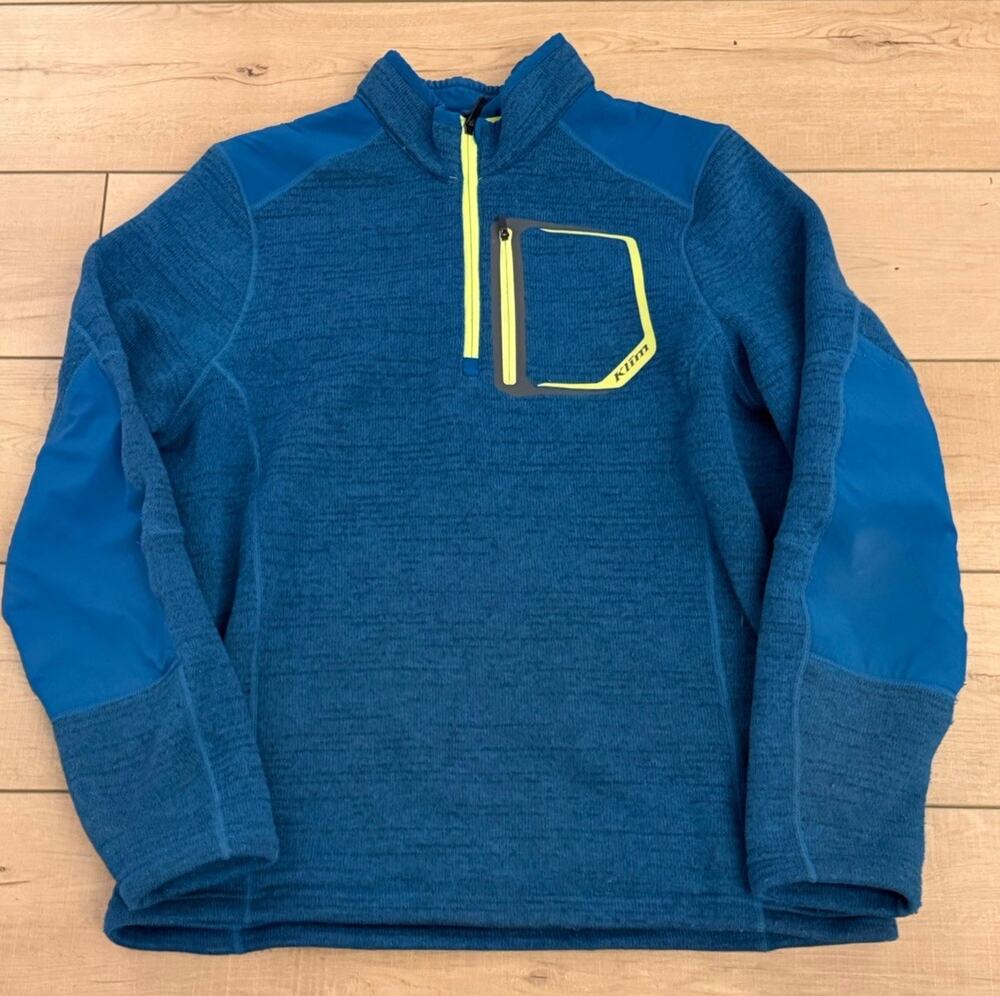 Klim Yukon Pullover Fleece Jacket Blue 1/4 Zip Men’s Large Windproof